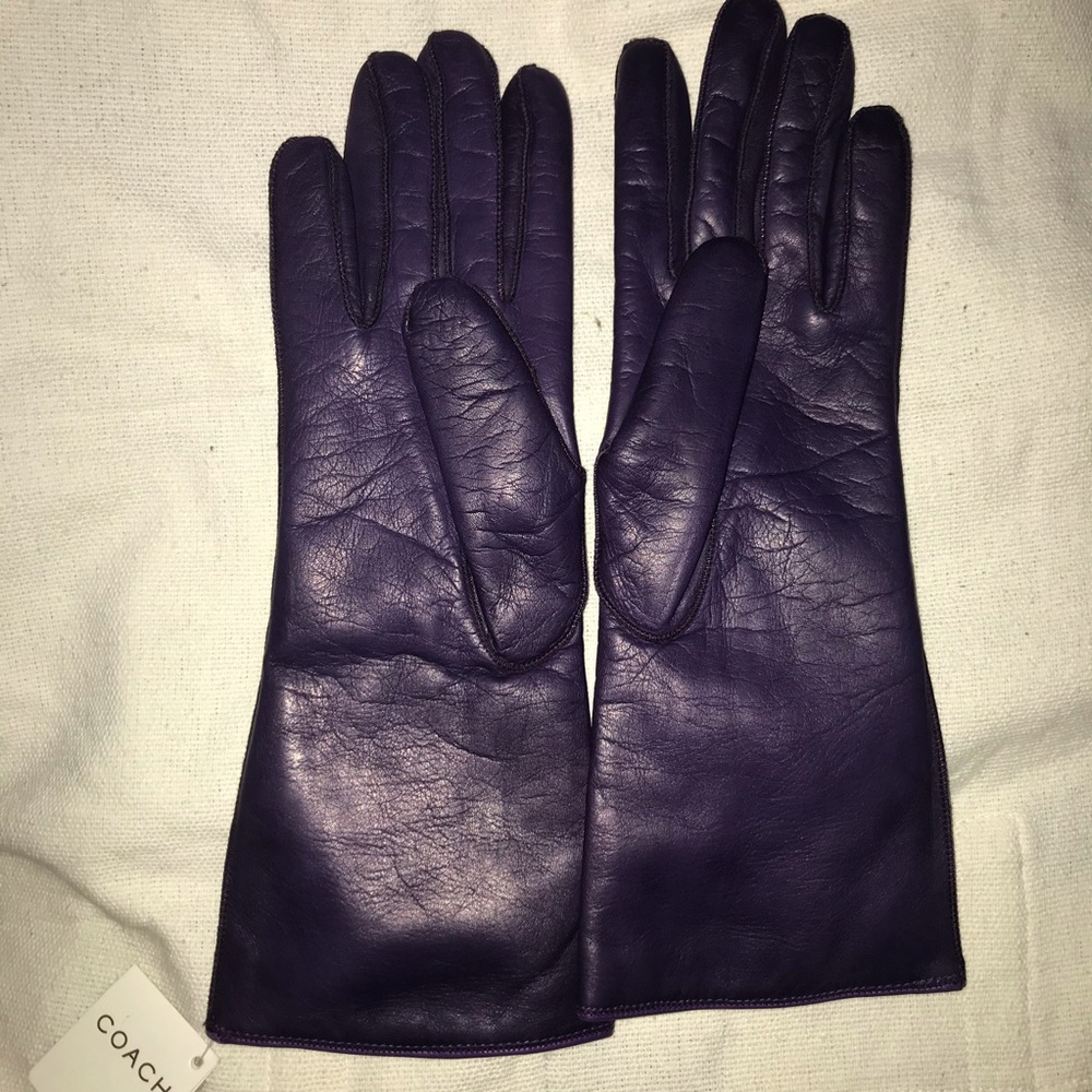 NWT Coach Purple Leather Gloves Size 7.5